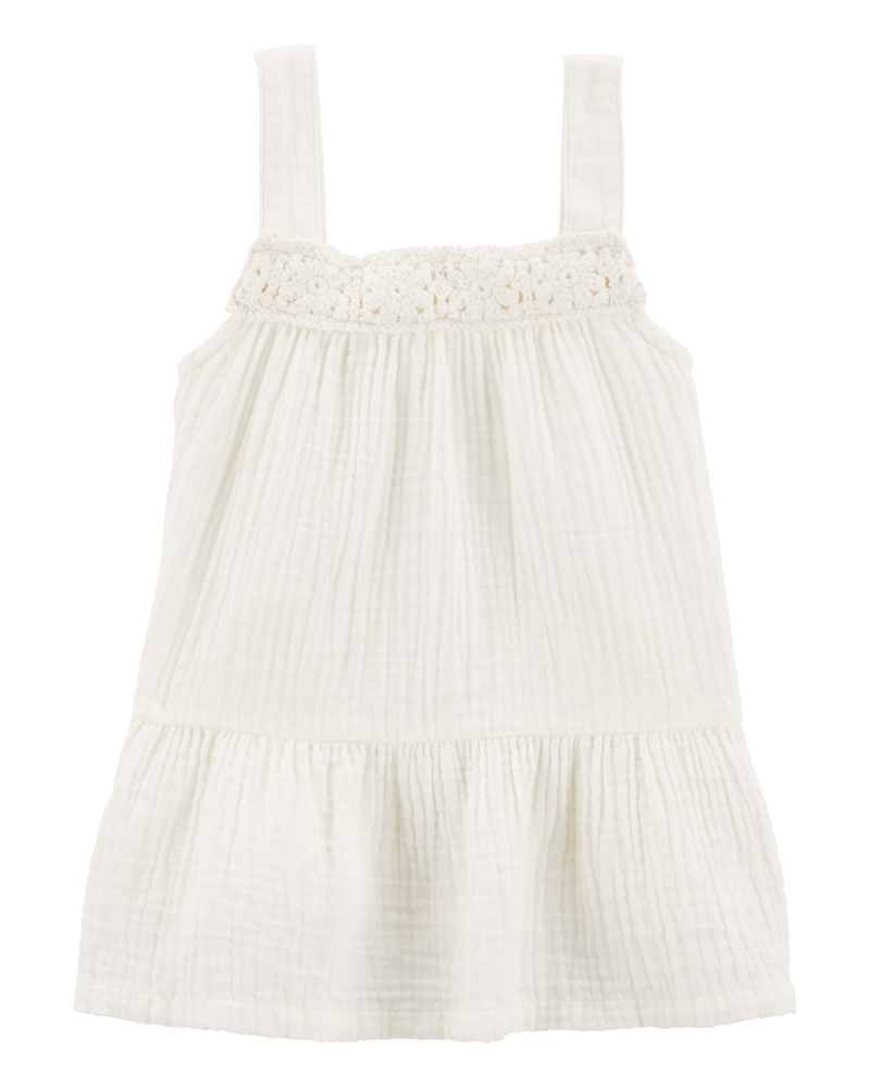 Baby Gauze Eyelet Tank - Ivory, image 1 of 3 slides