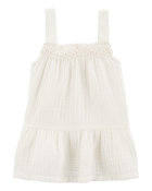 Baby Gauze Eyelet Tank - Ivory, image 1 of 3 slides