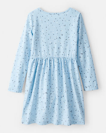 Girls Confetti Print Long-Sleeve Dress - Blue, 