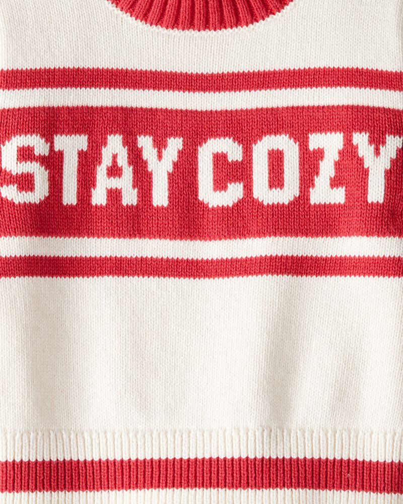Baby Stay Cozy Sweater - Red/Cream, image 2 of 3 slides