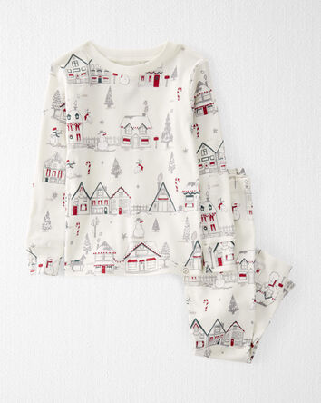 Toddler Organic Cotton Pajamas Set in Winter Village Print
, 