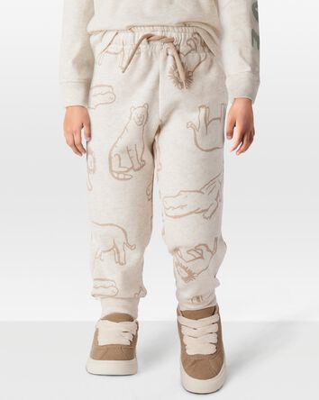 Toddler Pull-On Animal Print Fleece Pants - Gray, 