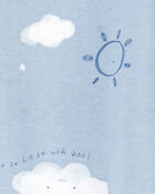 Baby Boy Cloud Print 2-Way Zip Cotton Sleep & Play Pajamas - Blue, image 2 of 3 slides