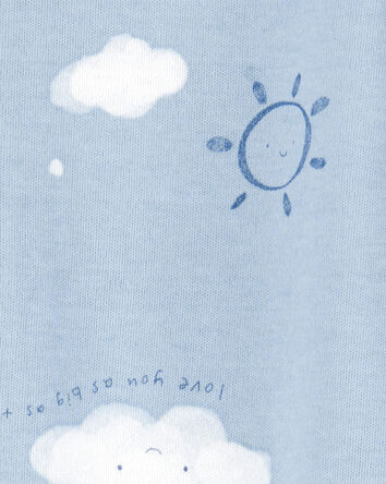 Baby Boy Cloud Print 2-Way Zip Cotton Sleep & Play Pajamas - Blue, 