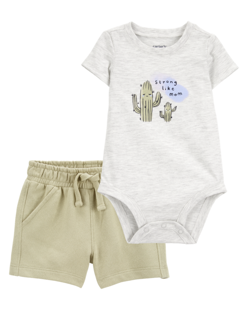 Baby 2-Piece Bodysuit & French Terry Short Set, image 1 of 6 slides