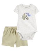 Baby 2-Piece Bodysuit & French Terry Short Set, image 1 of 6 slides