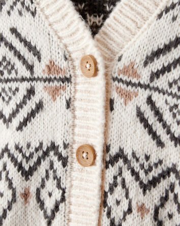 Baby Girl Fair Isle Long-Sleeve Cardigan Sweater - Ivory, 