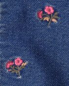 Baby Floral Denim Embroidery Zip-Up Jacket - Utility Blue Wash, image 3 of 4 slides