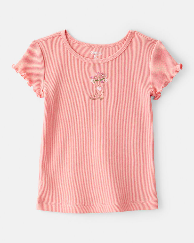 Toddler Girl Cowgirl Boot Cotton Short-Sleeve Top - Pink, image 1 of 4 slides