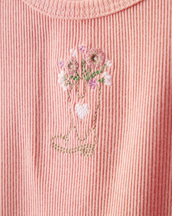 Toddler Girl Cowgirl Boot Cotton Short-Sleeve Top - Pink, 