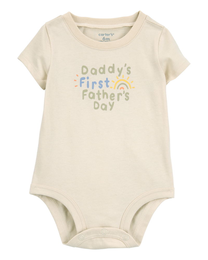 Baby 1st Father's Day Short-Sleeve Bodysuit - Ivory, image 1 of 3 slides
