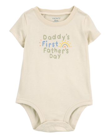 Baby 1st Father's Day Short-Sleeve Bodysuit - Ivory, 