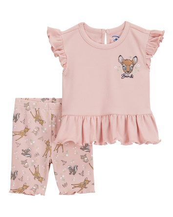 Baby 2-Piece Bambi Peplum Top & Bike Short Set - Pink, 