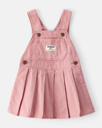 Baby Girl Pleated 100% Cotton Jumper Dress - Pink, 