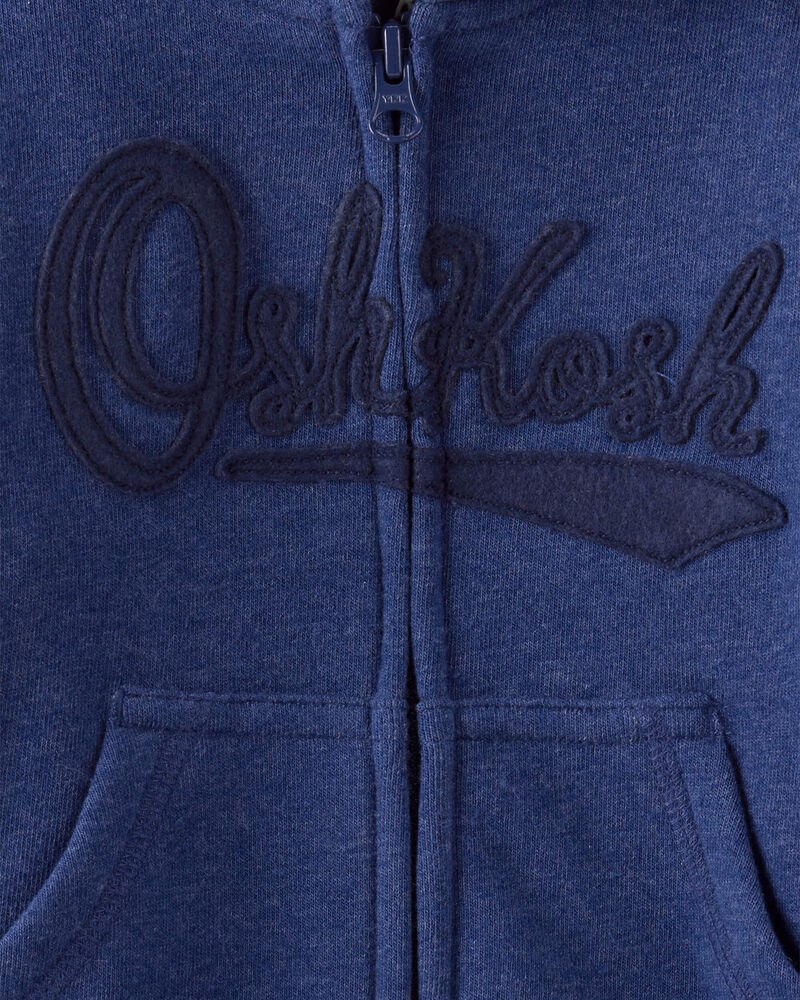 Baby Boy Fleece Hooded Zip-Up Jacket - Blue, image 3 of 4 slides