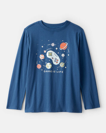 Boys Game Is Life Long-Sleeve Graphic Tee - Blue, 