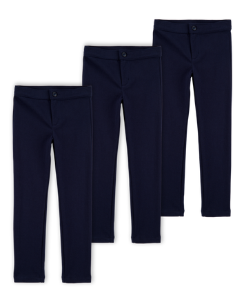 Kid 3-Pack Ponte Knit Uniform Pants - Navy, 
