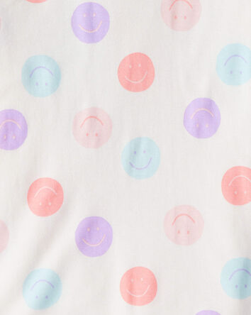 Girls Rainbow Print 100% Cotton Long-Sleeve 4-Piece Pajamas - White, 