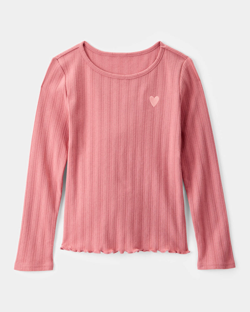 Girls 2-Piece Embroidered Heart Tee & Plaid Pleated Skirt Set - Pink, image 2 of 7 slides