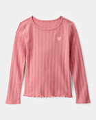 Girls 2-Piece Embroidered Heart Tee & Plaid Pleated Skirt Set - Pink, image 2 of 7 slides