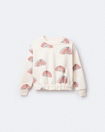 Toddler Girl Rainbow Paperbag Sweatshirt - Cream, 