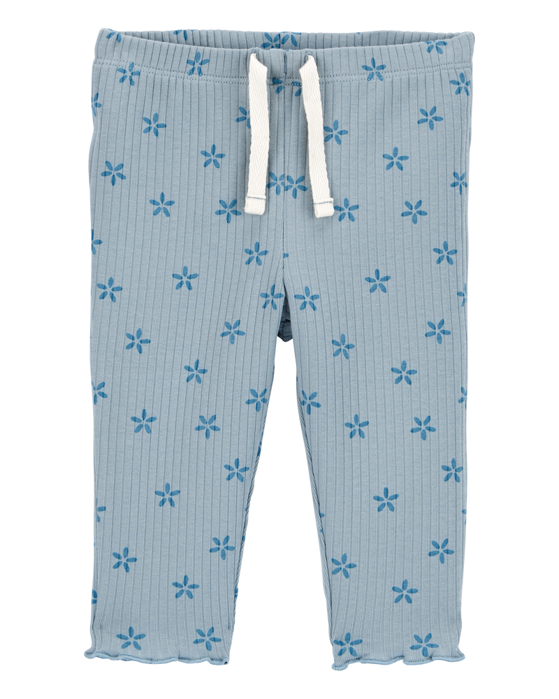 Baby Floral Pull-On Ribbed Pants, image 1 of 4 slides