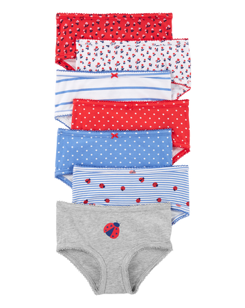 Kid 7-Pack Ladybug Print Brief Stretch Cotton Underwear, 