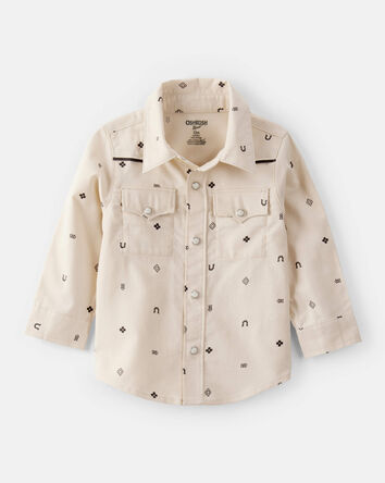 Baby Boy Western Print Cotton Long-Sleeve Button-Down Shirt - Ivory, 