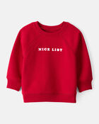 Baby Boy DayDream Fleece Christmas Nice List Long-Sleeve Pullover Sweatshirt - Red, image 1 of 4 slides