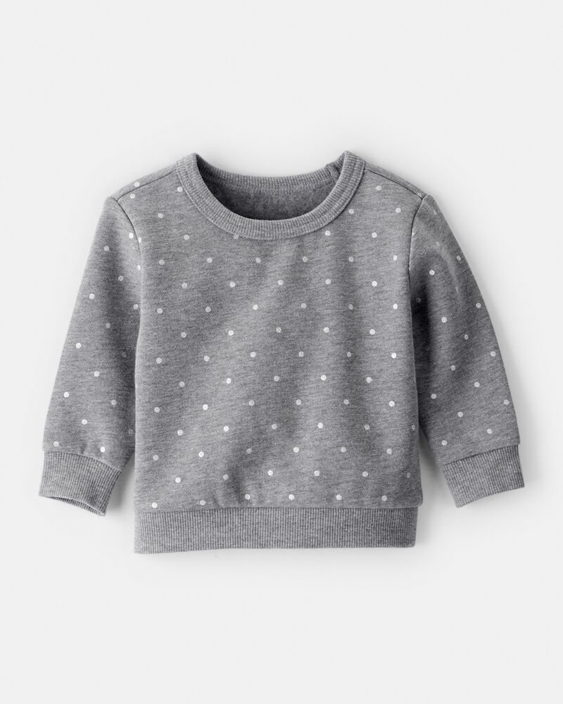 Baby Girl 2-Piece DayDream Fleece Polka Dot Sweatshirt & Pant Set - Grey, image 2 of 6 slides