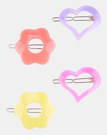 Girls 4-Pack Floral Hair Clips, 