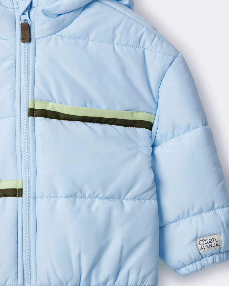 Toddler Boy Zip-Up Hooded Puffer - Light Blue, image 6 of 7 slides