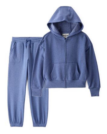 Girls 2-Piece DayDream Fleece Fleece Hooded Zip-Up Jacket & Joggers Set - Blue, 