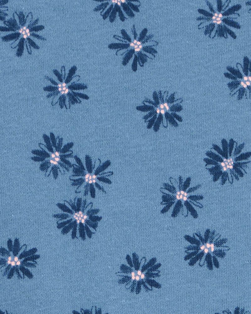 Toddler Floral Tie-Front Short-Sleeve Tee - Blue, image 2 of 3 slides