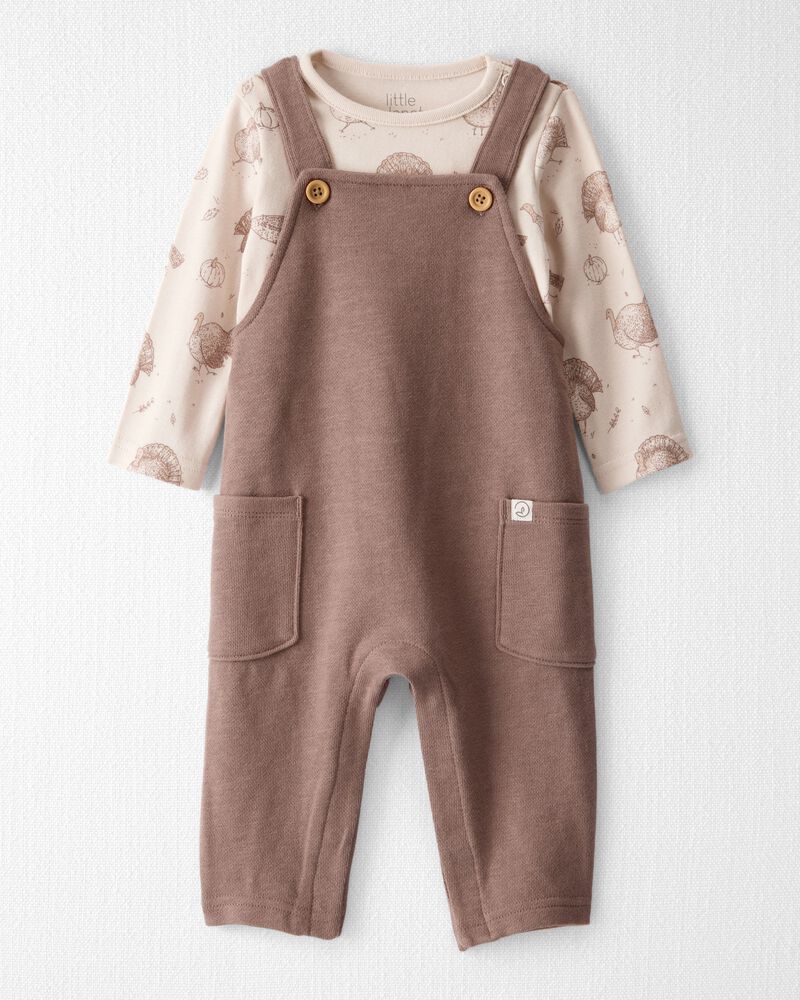 Baby 2-Piece Organic Overall Set in Autumn Grove Print, image 1 of 6 slides