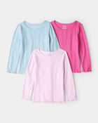 Toddler Girl 3-Pack Long-Sleeve Tops - Pink/Blue, image 1 of 5 slides