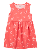 Toddler 2-Piece Floral Tank Dress & Bike Shorts Set - Orange, image 2 of 7 slides