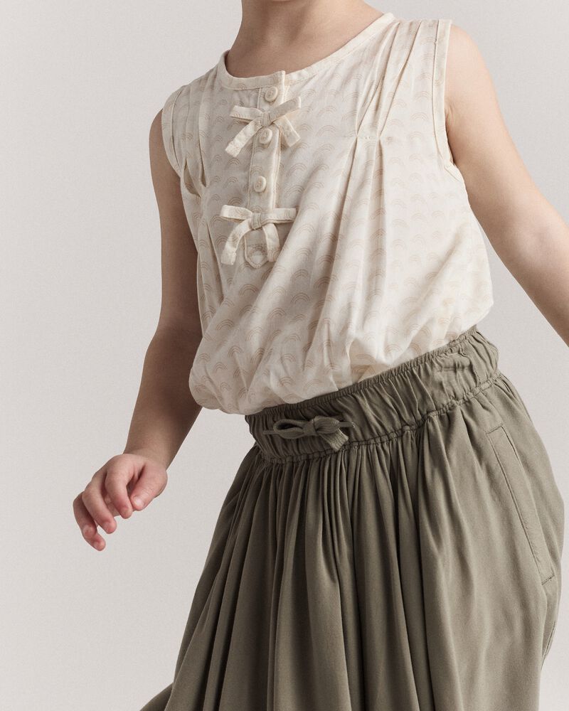Toddler Girl Sleeveless Bow Top in Rainbow Print - Cream, image 3 of 6 slides