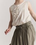 Toddler Girl Sleeveless Bow Top in Rainbow Print - Cream, image 3 of 6 slides
