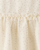 Baby Girl Sparkle Polka Dot Tulle Long-Sleeve Dress - Ivory, image 4 of 5 slides