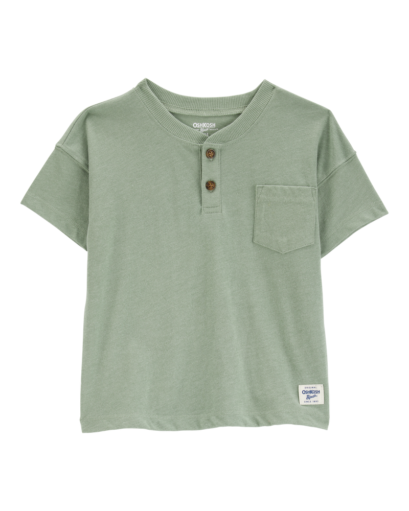 Toddler Pocket Henley Tee - Green, image 1 of 3 slides