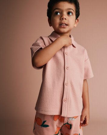 Toddler Boy Button-Down Short-Sleeve Shirt - Light Pink, 