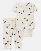 Baby 2-Piece Waffle Knit Bodysuit Pant Set - Ivory, image 1 of 3 slides