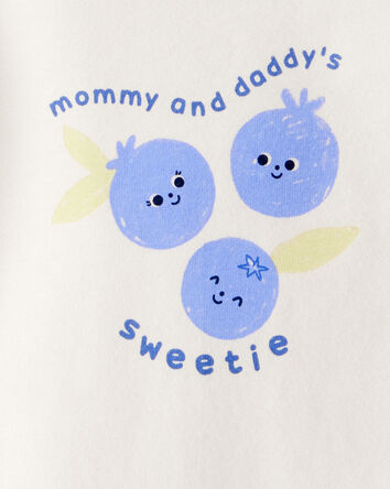 Baby Girl Cotton Long-Sleeve Graphic Bodysuit - White, 