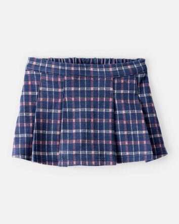 Baby Girl Plaid Print Knit Skort - Navy/Blue, 