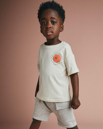 Toddler 'Funny Sunny' Rolled Cuff Tee - Cream, 
