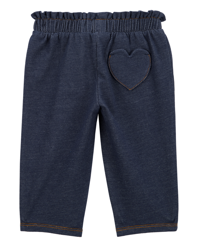 Baby Girl 2-Piece Heart Flutter-Sleeve Bodysuit Pant Set - Pink/Blue, image 2 of 5 slides