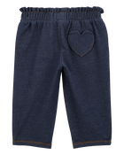 Baby Girl 2-Piece Heart Flutter-Sleeve Bodysuit Pant Set - Pink/Blue, image 2 of 5 slides