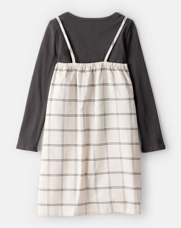 Girls 2-Piece Plaid Long-Sleeve Dress Set - Black/White, 