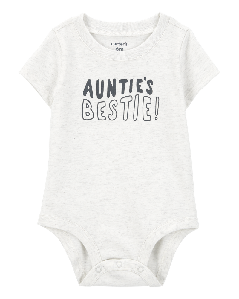 Baby "Auntie's Bestie" Short-Sleeve Bodysuit - Grey, image 1 of 3 slides